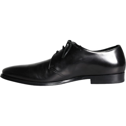 Dolce & Gabbana Black Calfskin Leather Derby Men Dress Shoes
