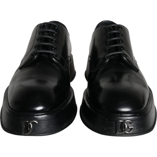 Dolce & Gabbana Black Calf Leather Derby Formal Dress Shoes MV6026-45