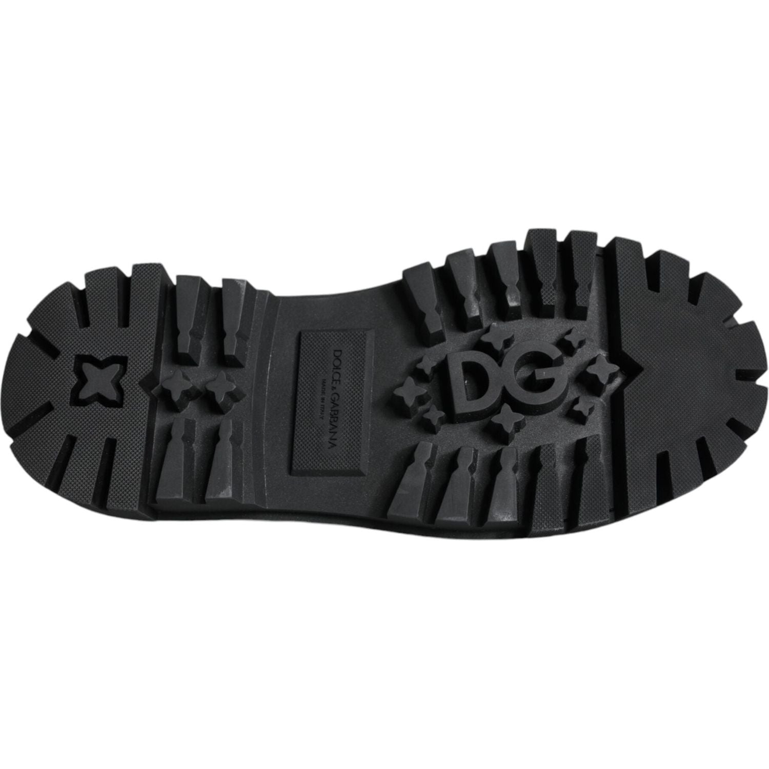 Dolce & Gabbana Black Leather Trekking Derby Embellished Shoes