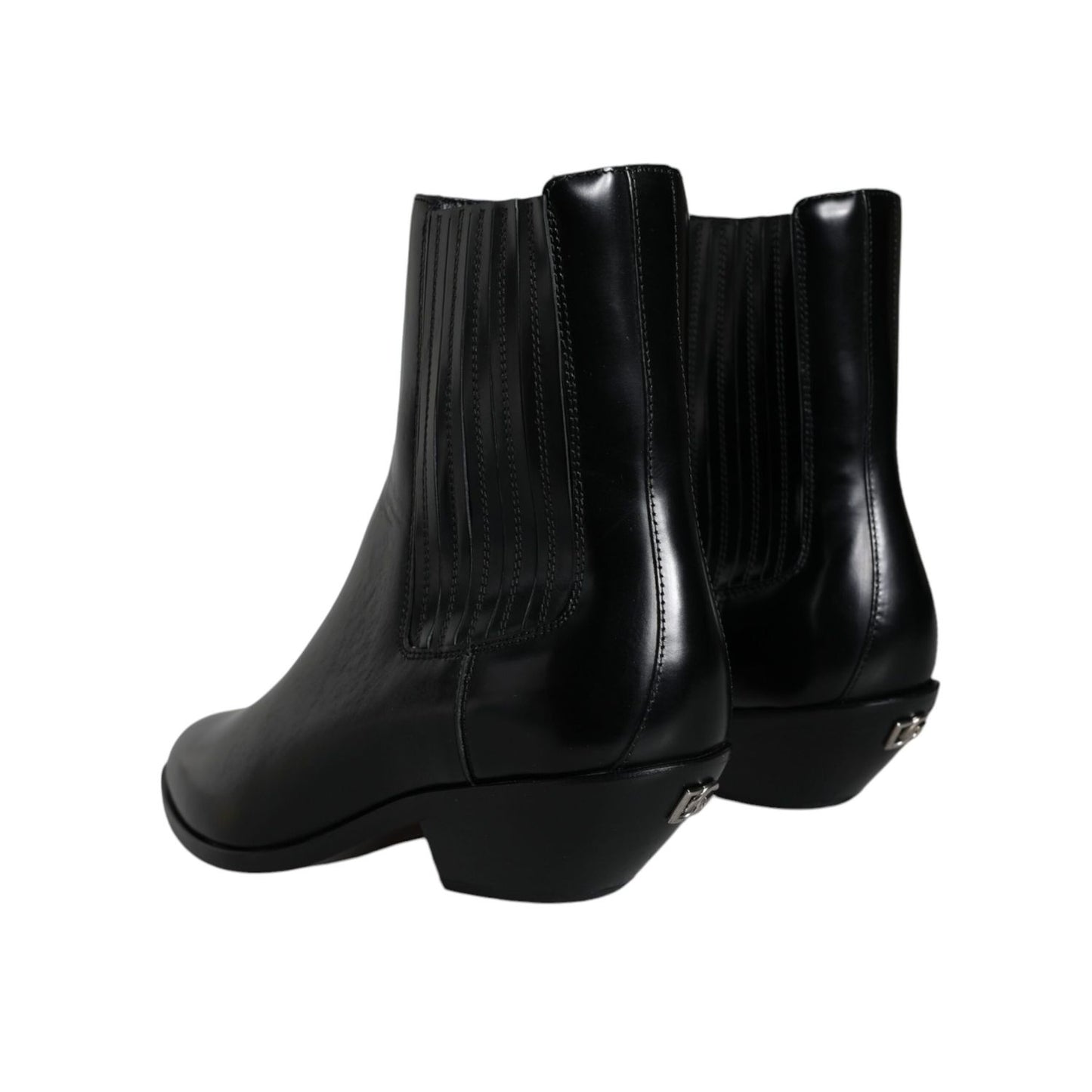 Dolce & Gabbana Black Leather Ankle Boots Booties Shoes