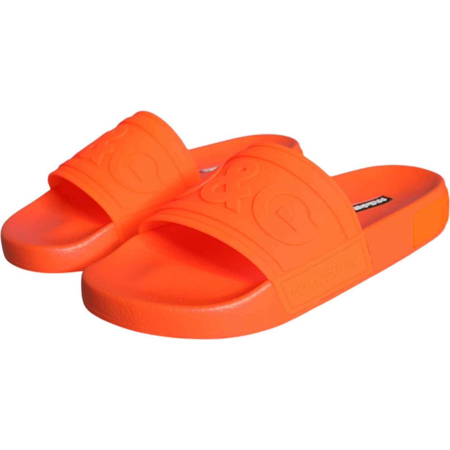 Dolce & Gabbana Orange Rubber Slides Sandals Beachwear Shoes