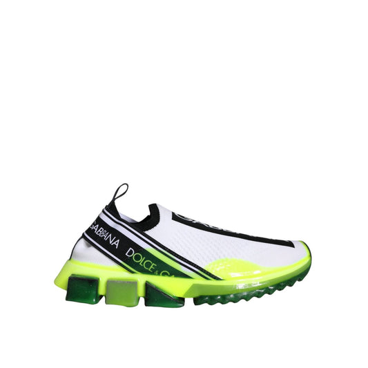 Dolce & Gabbana White Yellow Slip On Sorrento Sneakers Shoes LA11495-37