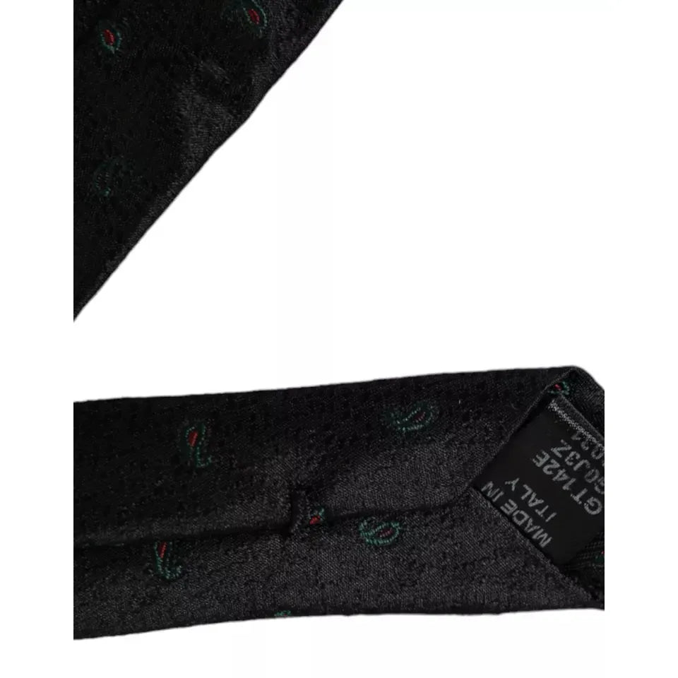 ربطة عنق رجالية قابلة للتعديل من دولتشي آند غابانا، مصنوعة من الحرير بنسبة 100%، باللون الأسود