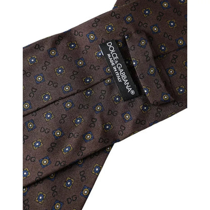 Dolce & Gabbana Brown Silk Branded Logo Adjustable Men Tie