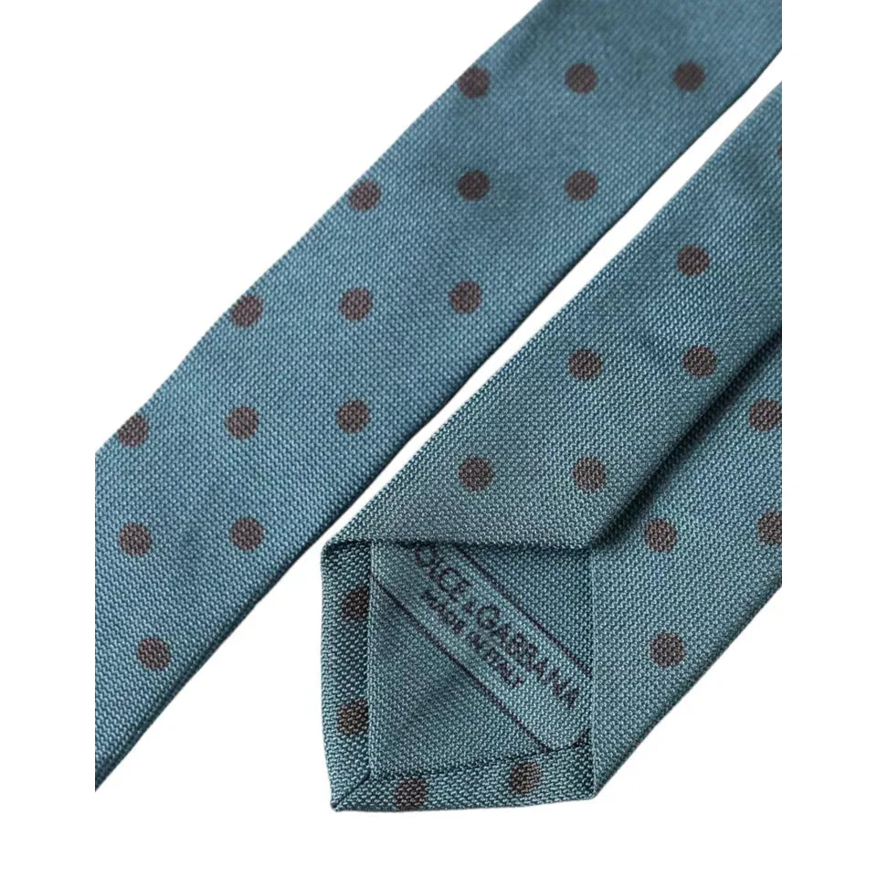 Dolce & Gabbana Green Black Polka Dot Silk Adjustable Men Tie