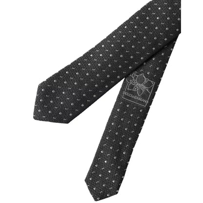 Dolce & Gabbana Black Polka Dot Silk Adjustable Men Tie
