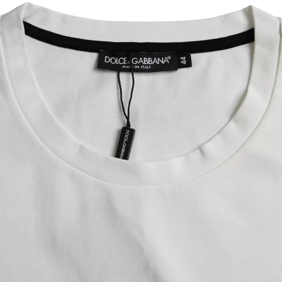 Dolce & Gabbana White Red Lips Print Cotton Men T-shirt TSH86572-44