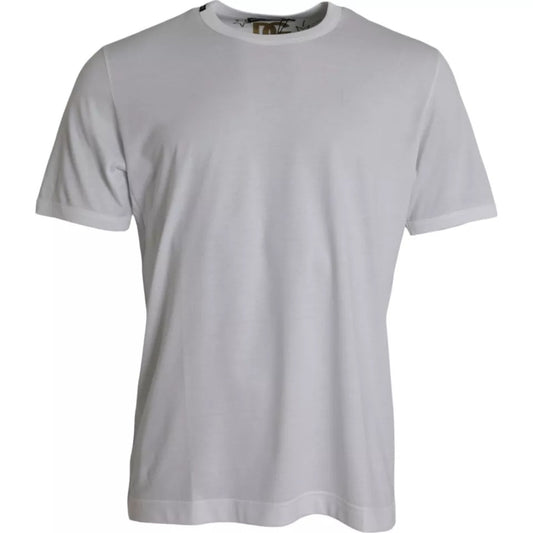 Dolce & Gabbana White Cotton Round Neck Short Sleeves T-shirt TSH86523-46