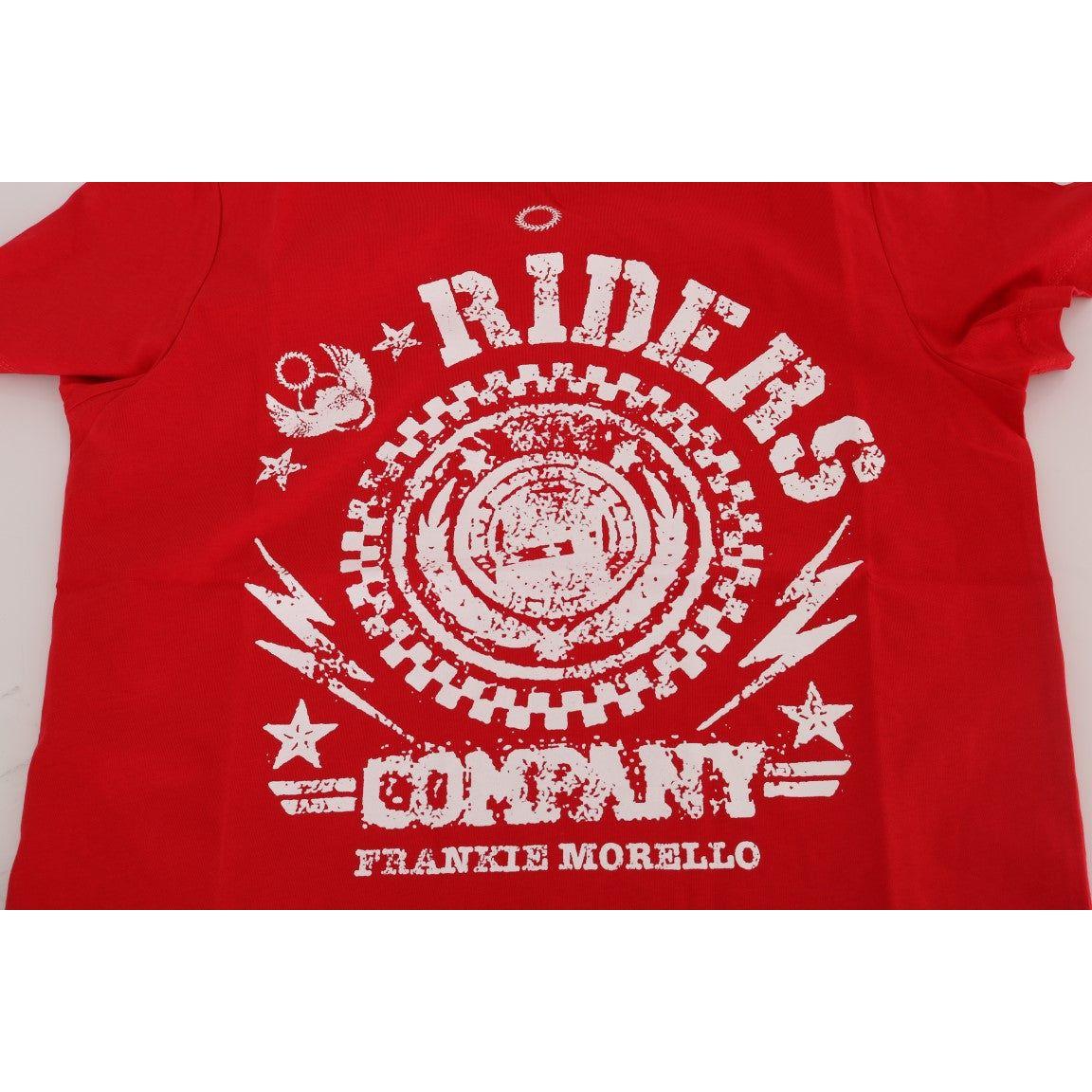 时尚红色“RIDERS”主题圆领 T 恤