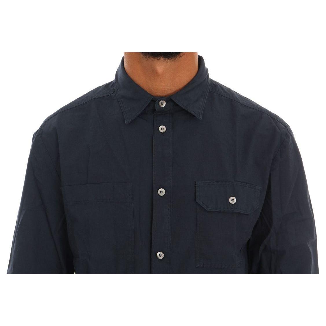 John Galliano Blue Casual Cotton Long Sleeve Shirt TSH1216-3