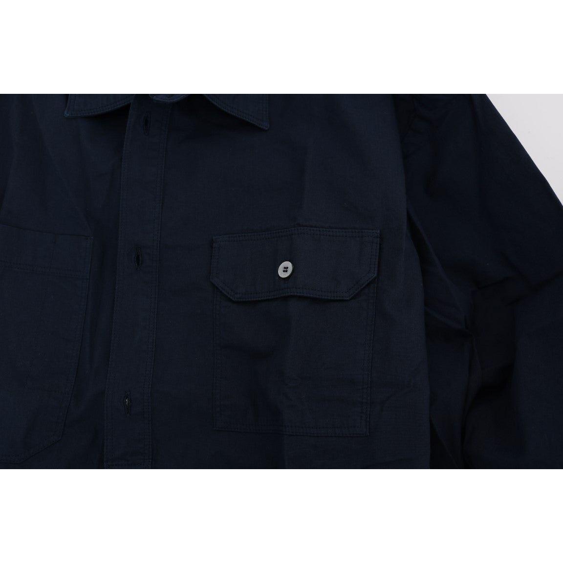 John Galliano Blue Casual Cotton Long Sleeve Shirt TSH1216-3