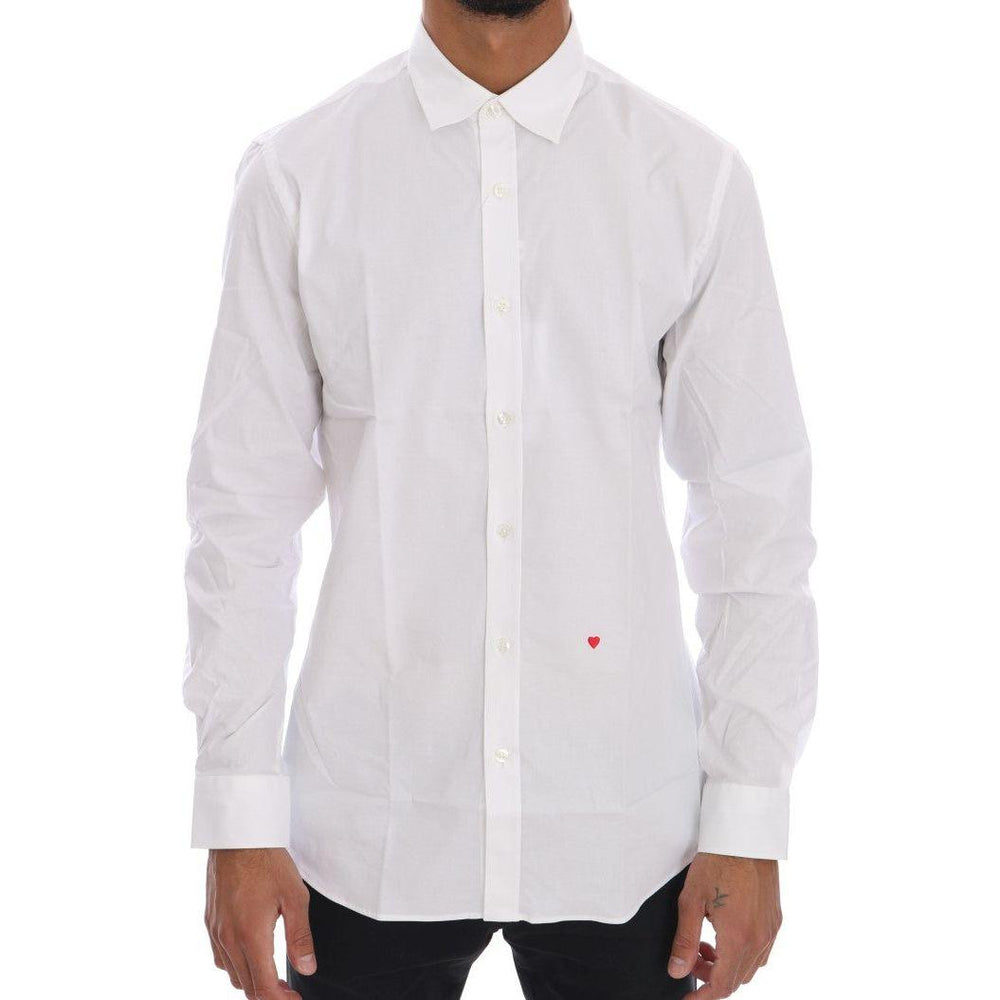 Moschino White Cotton Stretch Slim Fit Dress Shirt TSH1386-2