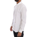 Moschino White Cotton Stretch Slim Fit Dress Shirt TSH1386-2