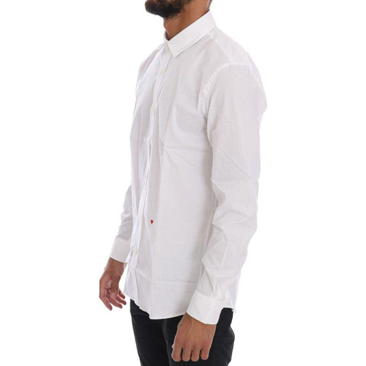 Moschino White Cotton Stretch Slim Fit Dress Shirt TSH1386-2