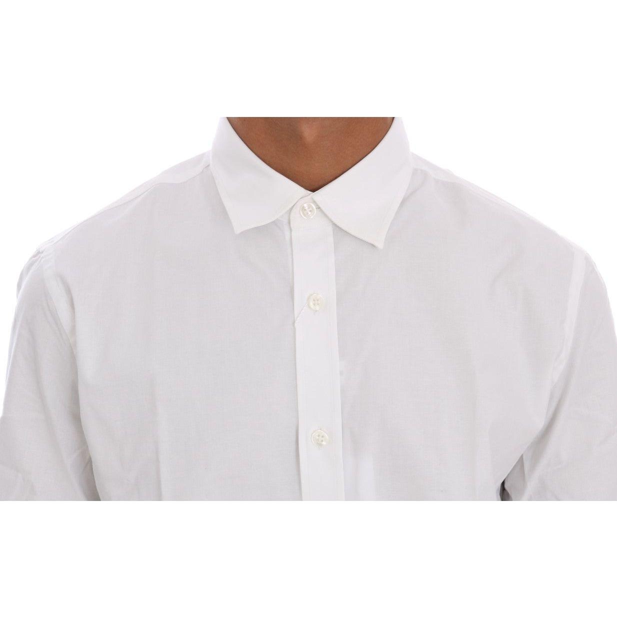 Moschino White Cotton Stretch Slim Fit Dress Shirt TSH1386-2
