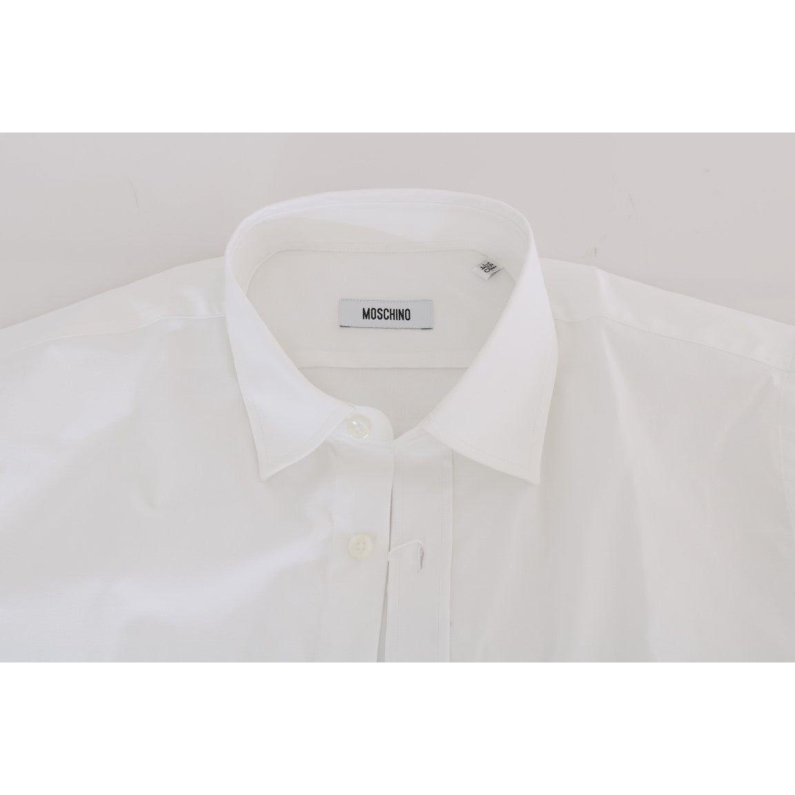 Moschino White Cotton Stretch Slim Fit Dress Shirt TSH1386-2
