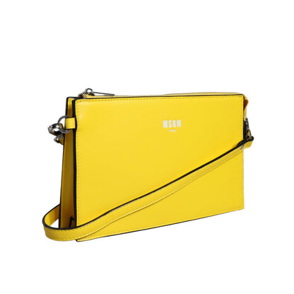 MSGM Yellow Leather Logo Crossbody Sling Shoulder Bag MSGM