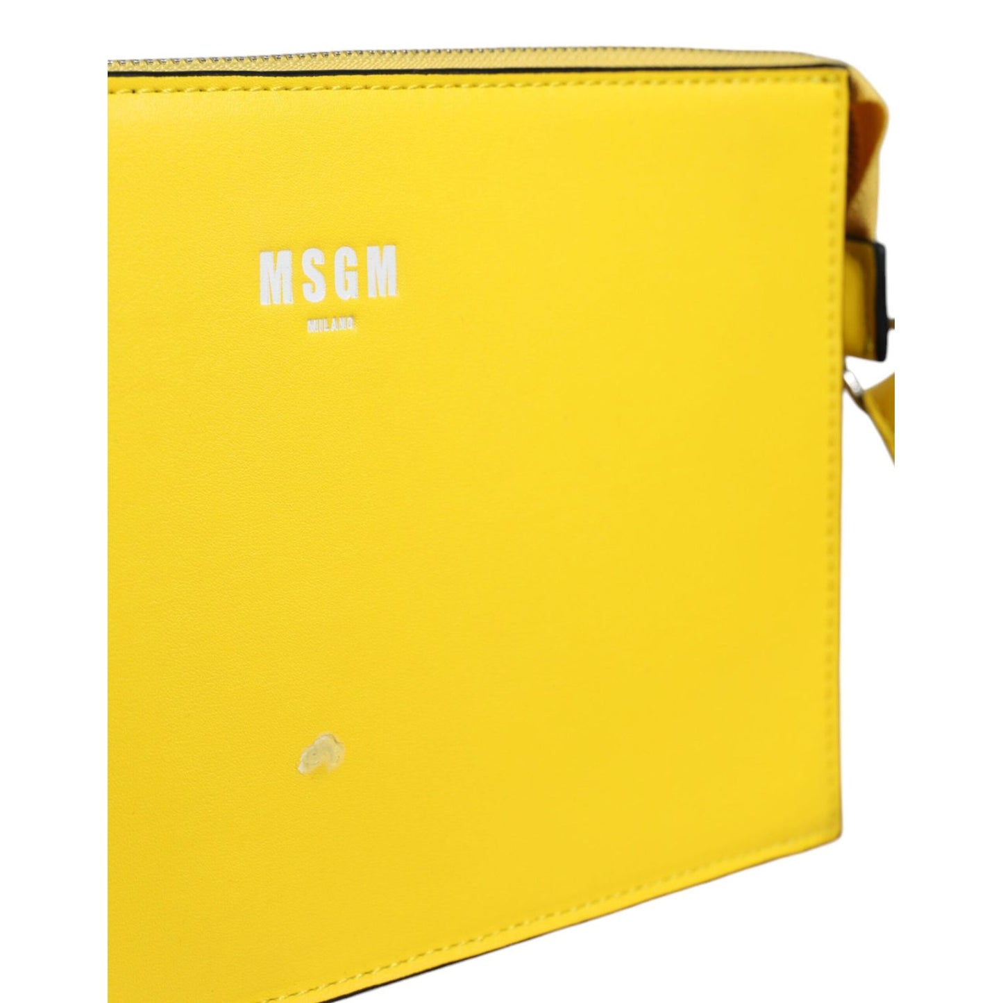 MSGM Yellow Leather Logo Crossbody Sling Shoulder Bag MSGM