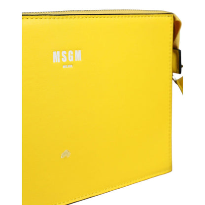 MSGM Yellow Leather Logo Crossbody Sling Shoulder Bag MSGM