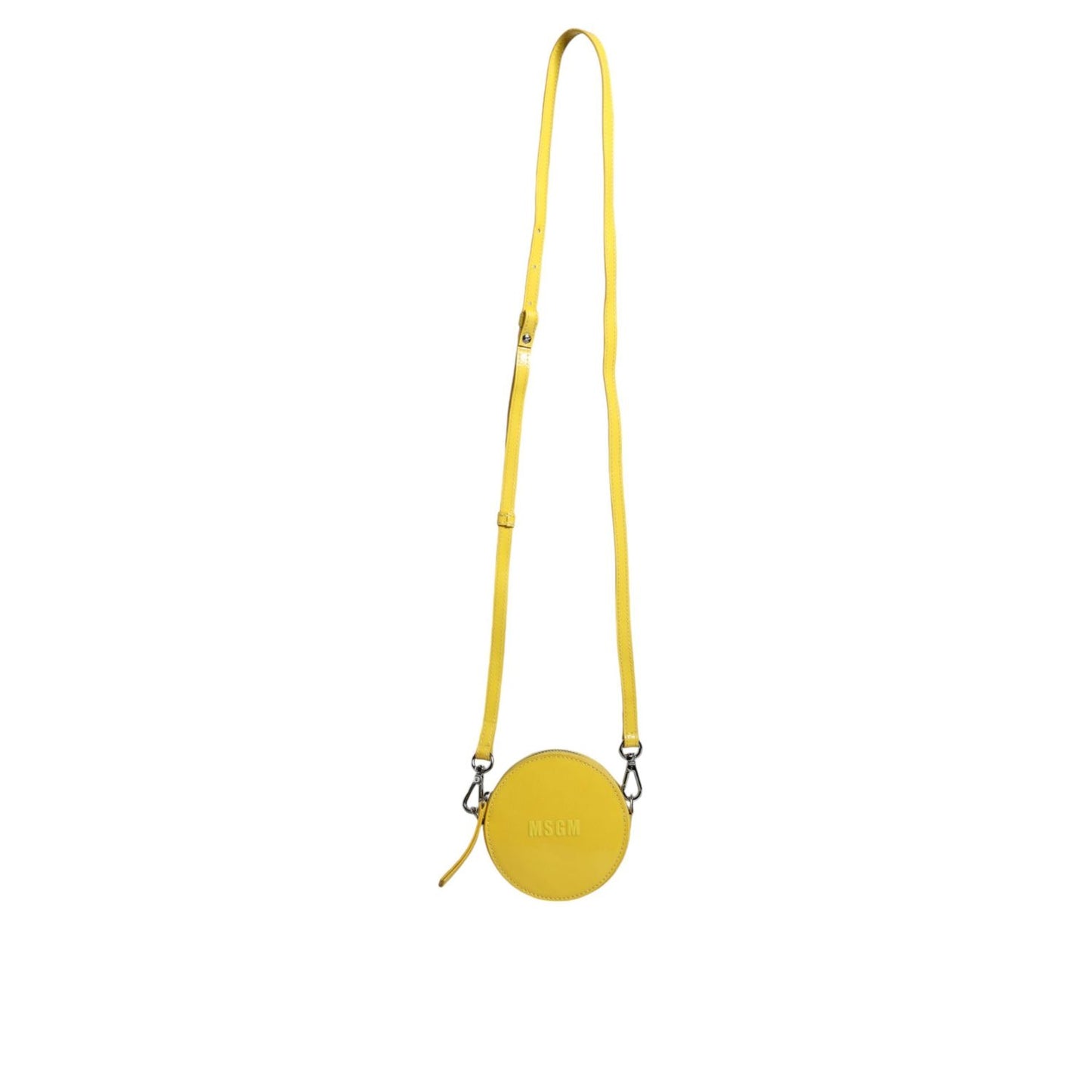 MSGM Yellow Leather Logo Crossbody Sling Shoulder Round Bag MSGM