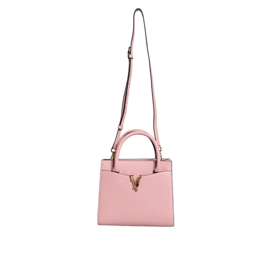 Versace Pink Small Top Handle Grainy Calf Leather Crossbody Bag