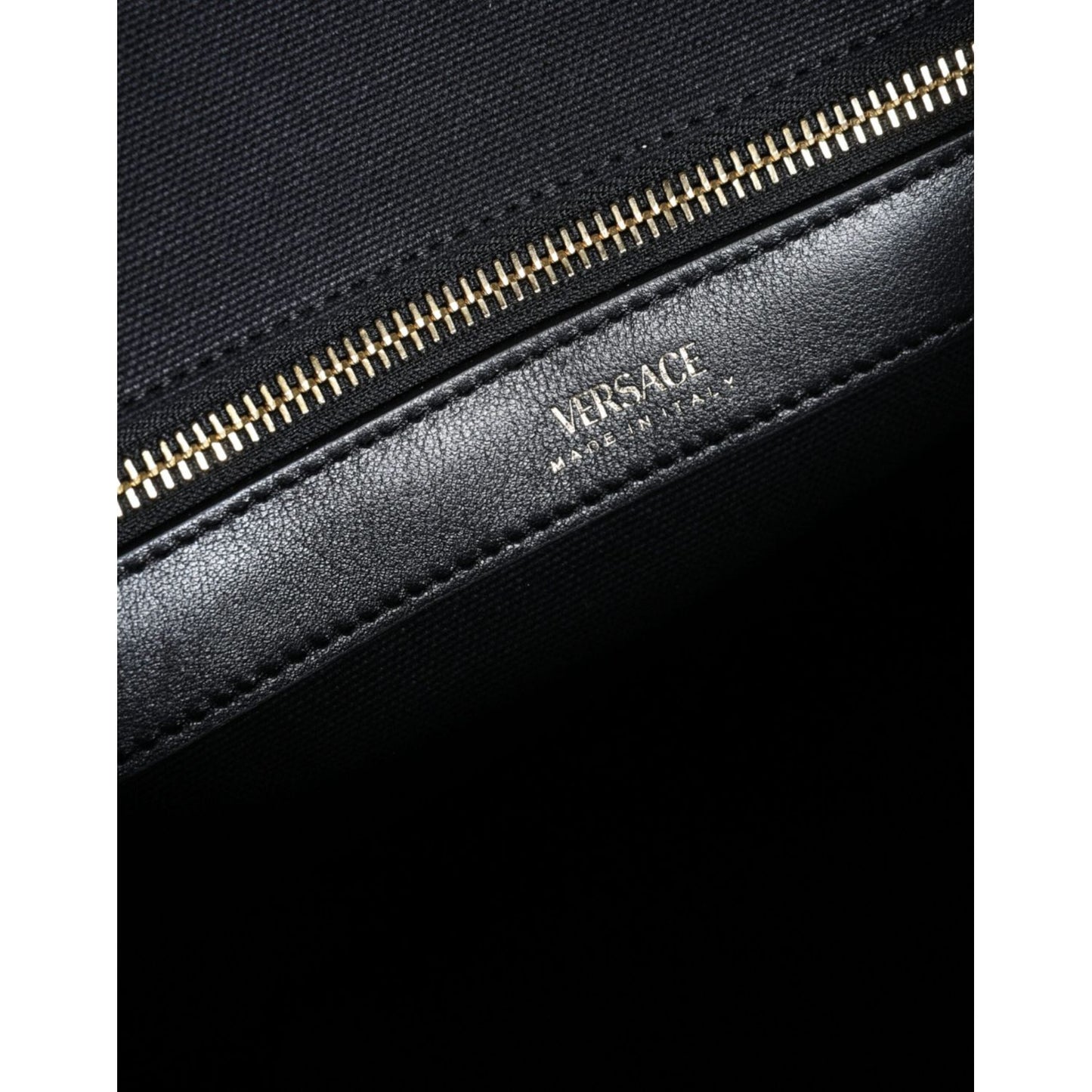 Versace Black Top Handle Canvas Leather Logo Crossbody Tote Bag