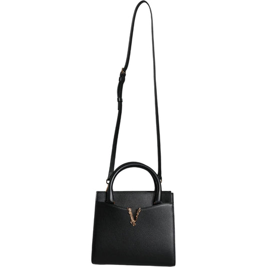 Versace Black Small Leather TopHandle Shoulder Crossbody Bag