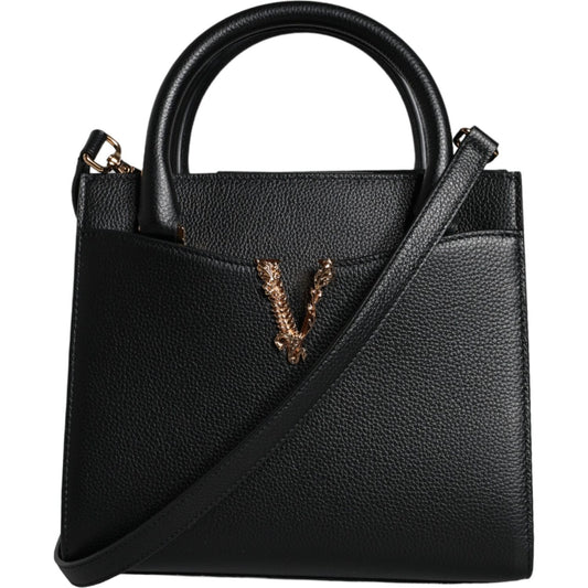 Versace Black Small Leather TopHandle Shoulder Crossbody Bag