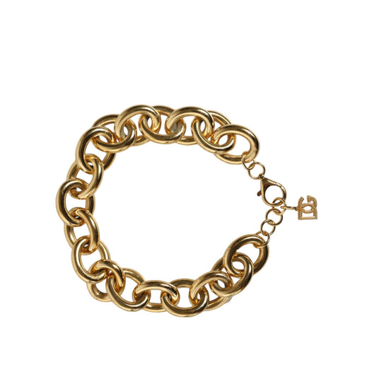 Dolce & Gabbana Gold Tone Brass Maxi Chain Lobster Clasp Logo Bracelet SMY10352
