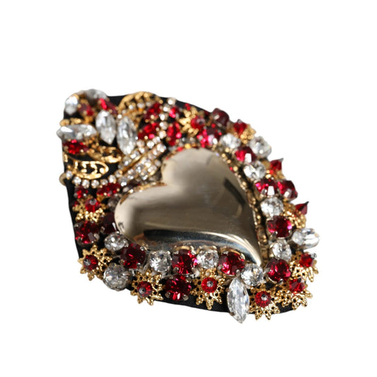 Dolce & Gabbana Gold Tone Brass Sacred Heart Crystal Embellished Brooch Brooch