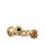 Dolce & Gabbana Gold Leather Floral Crystal Angel Headphones SMY10407
