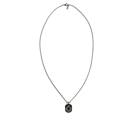 Dolce & Gabbana Sterling Silver 925 Chain Bar Gem Pendant Logo Necklace SMY10396