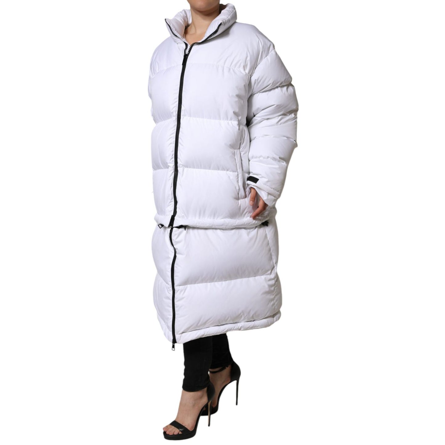 Dolce & Gabbana White Puffer Quilted Full Zip Coat Jacket