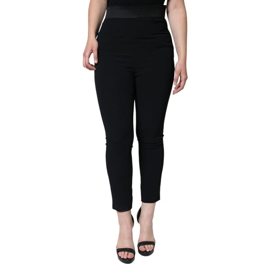 Dolce & Gabbana Black Viscose High Waist Tapered Pants PAN75576-40