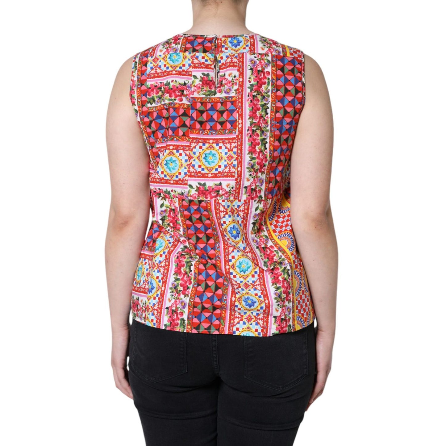 Dolce & Gabbana Multicolor Cotton Carretto Floral Tank Top