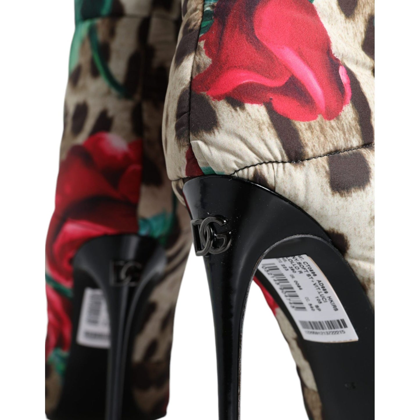 Dolce & Gabbana Multicolor Leopard Rose Mid Calf Boots Shoes