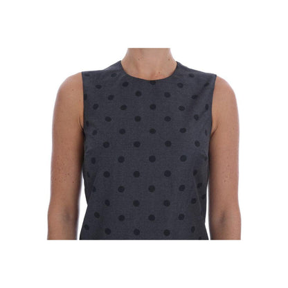 Dolce & Gabbana Gray Polka Dotted Sheath Wool Dress