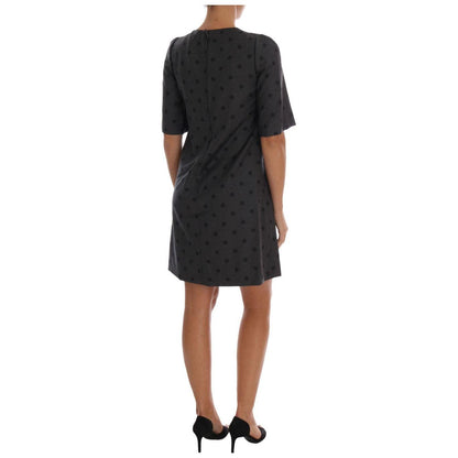 Dolce & Gabbana Gray Polka Dotted Sheath Wool Dress
