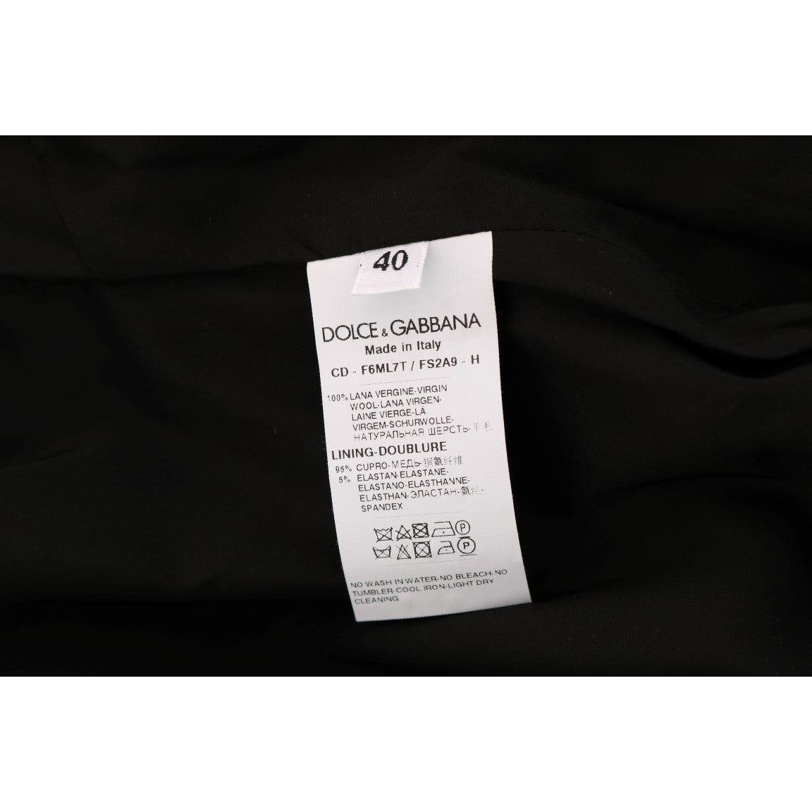 Dolce & Gabbana Gray Polka Dotted Sheath Wool Dress