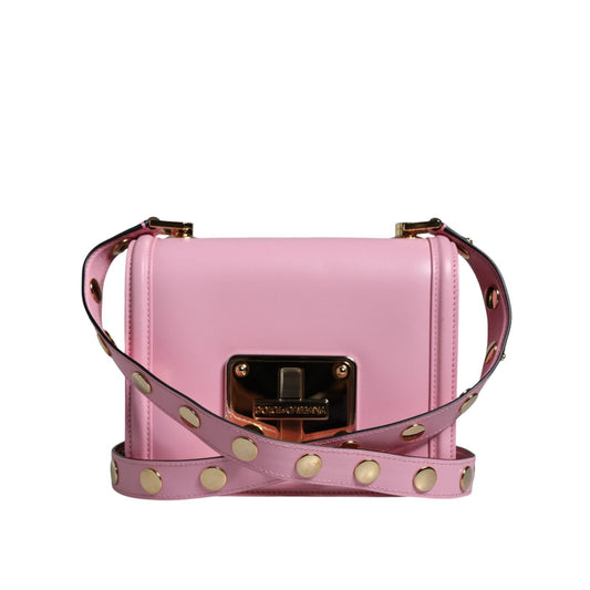 Dolce & Gabbana Baby Pink LOLA Leather Studded Crossbody Strap Bag