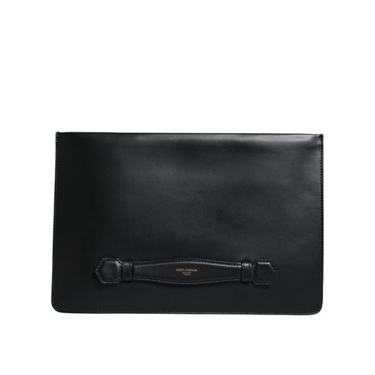 Dolce & Gabbana Black Calfskin Leather Mediterranean Pouch Bag BAG4092