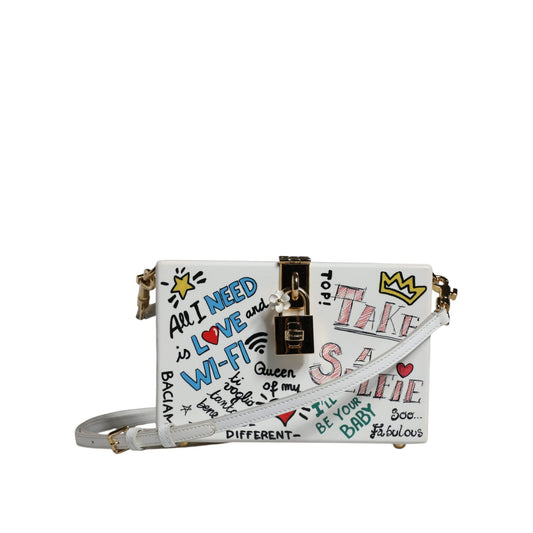 Dolce & Gabbana White Graffiti Print Clutch Crossbody Bag