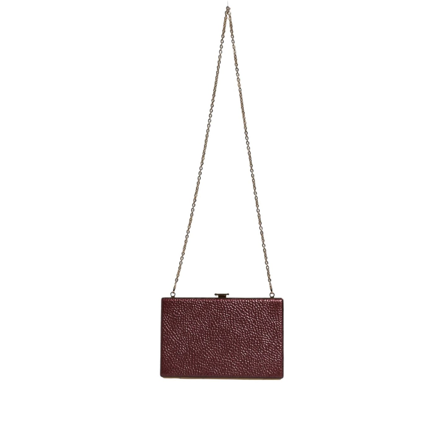 Dolce & Gabbana Maroon Leather Clutch Evening Crossbody Bag