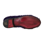 Dolce & Gabbana Plush Purple Sheep Fur Loafers Dolce & Gabbana Saddle Brown