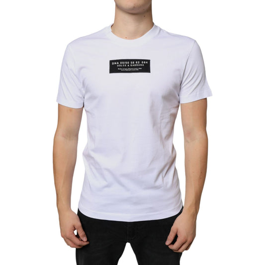 Dolce & Gabbana White Cotton DG Applique Casual T-shirt TSH86629-44