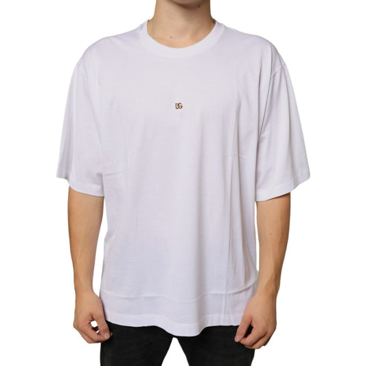 Dolce & Gabbana White Metal DG Logo Cotton Short Sleeves T-shirt TSH86637-58