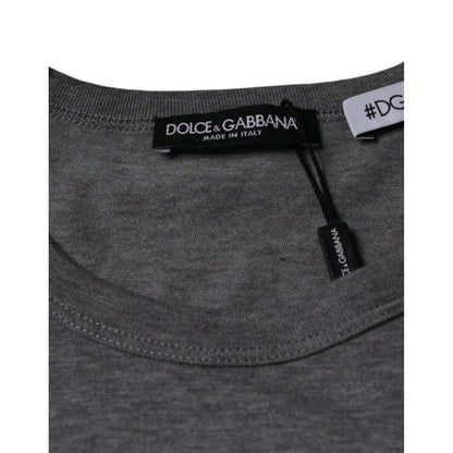Dolce & Gabbana Gray Cotton #DGFamily Short Sleeves T-shirt