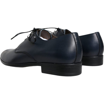 Dolce & Gabbana Navy Blue Leather Derby Dress Formal Shoes