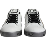 Dolce & Gabbana White Silver Crystal Logo Portofino Sneakers Shoes MV6153-43.5