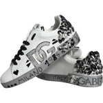 Dolce & Gabbana White Silver Crystal Logo Portofino Sneakers Shoes MV6153-43.5